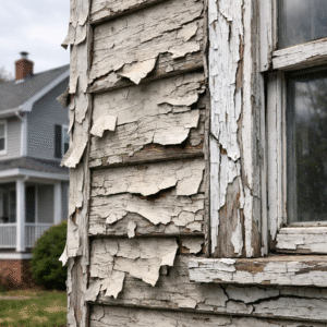 cracking and peeling paint on house exterior