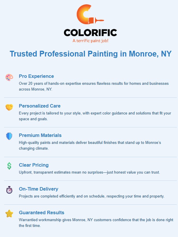 Why Choose Colorific Paint for Trusted Painting Services in Monroe, NY