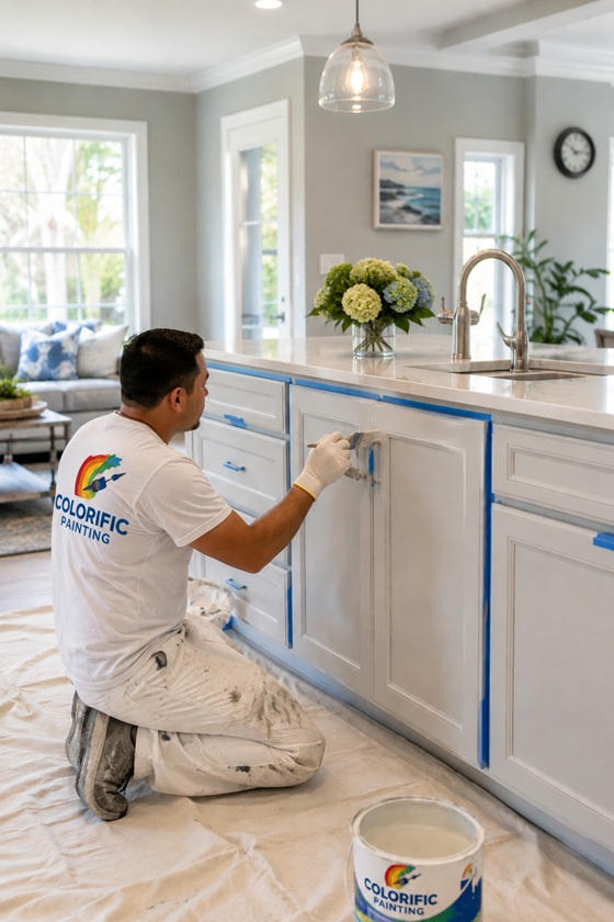 residential painter doing cabinet and interior painting residential painter doing cabinet and interior painting