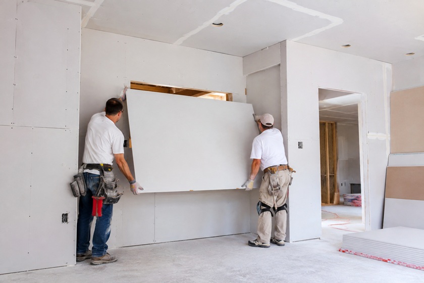 drywall installation in progress drywall installation in progress