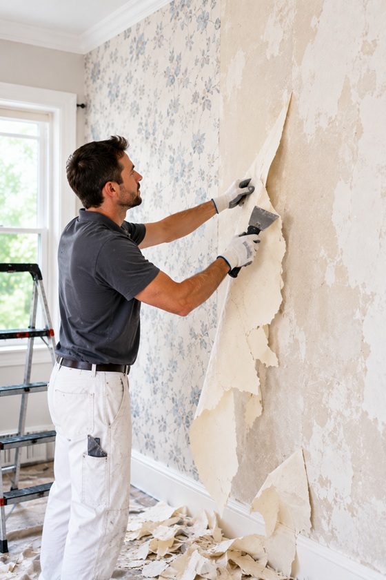 floral wallpaper removal in NY