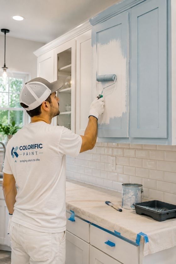 repainting a kitchen cabinet in New York